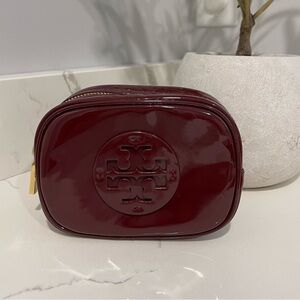 Tory-Burch stacked patent small cosmetic case